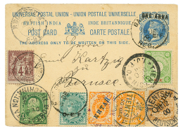 1900 Foreign Post Offices From SHANGHAI On INDIA P./Stat To GERMANY. Superb. - Otros & Sin Clasificación