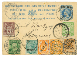 1900 Foreign Post Offices From SHANGHAI On INDIA P./Stat To GERMANY. Superb. - Altri & Non Classificati