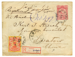 PERSIA To SWATOW CHINA : 1890 PERSIA REGISTERED POSTAL STAT. + 1 Kran To SWATOW. Transit HONG KONG. Very Rare Destinatio - Andere & Zonder Classificatie