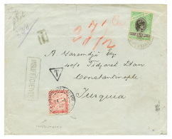 FRENCH POSTAGE DUE Used At CONSTANTINOPLE : 1909 BRAZIL 300R Canc. PERNAMBUCO + INSUFICIENTE On Envelope(1 Flap Missing) - Altri & Non Classificati