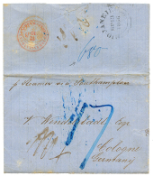 1856 SEEBRIEF PER ENGLAND UND AACHEN In Red + British Cds RIO DE JANEIRO + "680" Tax Marking On Reverse Of Entire Letter - Autres & Non Classés