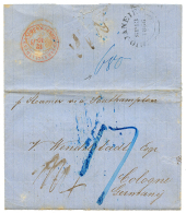 1856 SEEBRIEF PER ENGLAND UND AACHEN In Red + British Cds RIO DE JANEIRO + "680" Tax Marking On Reverse Of Entire Letter - Andere & Zonder Classificatie