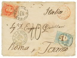 1875 ARGENTINA 5c Canc. SAN PEDRO + ITALY 1L POSTAGE DUE On Envelope To ITALY. Scarce. Vf. - Other & Unclassified