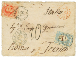 1875 ARGENTINA 5c Canc. SAN PEDRO + ITALY 1L POSTAGE DUE On Envelope To ITALY. Scarce. Vf. - Otros & Sin Clasificación