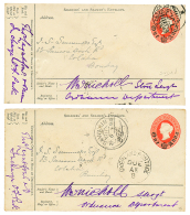 SUDA : 1896 2 Military POSTAL STATIONERY From INDIA Canc. SAWAKIN Or BASSE OFFICE To BOMBAY. Nice Pair. Superb. - Sudan (...-1951)