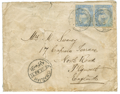 1882 EGYPT 20 PARA(x2) Canc. BRITISH ARMY POST OFFICE EGYPT On DISINFECTED Envelope(stains) To ENGLAND. Very Scarce. F/V - Soedan (...-1951)