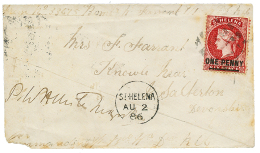 1886 ONE PENNY On 6d Canc. On MILITARY Envelope(small Fault) From ST HELENA To ENGLAND. RARE. Vf. - Isla Sta Helena