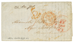 NEW ZEALAND : 1853 "5 CENTS" Tax Marking On Entire Letter From AUCKLAND To NEW BRADFORD(USA). Vvf. - Other & Unclassified