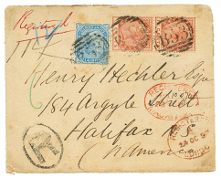MAURITIUS To NOVA SCOTIA : 1889 8c + 16c(x2) Canc. B53 + REGISTERED MAURITIUS On Envelope To HALIFAX NORTH AMERICA. Rare - Maurice (...-1967)