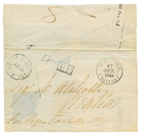 1849 ALEXANDRIE EGYPTE + P.P + PURIFIE AU LAZARET MALTE + Verso Tax Marking "26 Oct. 1.d" On Cover (no Text) Datelined " - Malta (...-1964)