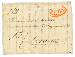 1811 Curved Cachet MALTA In Red On Entire Letter From MALTA To LONDON. Vf. - Malte (...-1964)