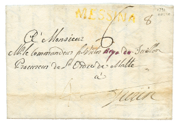 1791 Cachet MESSINA On Entire Letter(3 Pages) From MALTA To TURIN(ITALY). Superb. - Malta (...-1964)