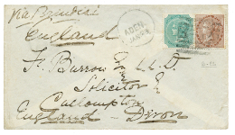 ADEN : 1880 1a + 4a Canc. B-22 + ADEN On Envelope (Sixth Royal Regiment) To ENGLAND. Vf. - Autres & Non Classés