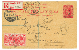 1913 P./Stat 1d + 1d(x2) Canc. GPO GRENADA BWI Sent REGISTERED To GERMANY. Vf. - Grenada (...-1974)