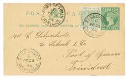 1896 GRENADA P./Stat 1/2d+ 1/2d Canc. ST GEORGES GRENADA To TRINIDAD. Vvf. - Grenada (...-1974)