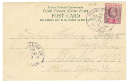 1904 GOLD COAST 1d Canc. DEUTSCHE SEEPOST/LINIE HAMBURG-WESTAFRIKA On Card(color) To BERLIN. Vf. - Costa De Oro (...-1957)