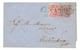 1860 4d + 6d Canc. A26 + GIBRALTAR On Entire Letter Ro ALEXANDRIA EGYPT. Scarce. Superb. - Gibraltar