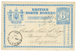 BORNEO : 1896 P./Stat 6c Canc. SANDAKAN To SINGAPORE With Arrival Cds. Vvf. - North Borneo (...-1963)