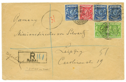 ZIMBA Via RABAI : 1902 BEA 1/2a(x2) + 1a+ 2 1/2a(x3) Canc. RABAI On REGISTERED Envelope To "MISSION HOUSE" LEIPZIG. Vers - Brits Oost-Afrika