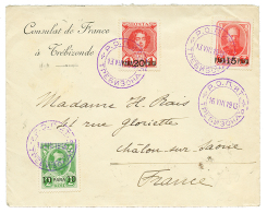 1913 10p + 15p + 20p Canc. ROPIT TREBIZONDE On Cover(FRENCH CONSULATE) To FRANCE. Scarce. Superb. - Turkish Empire