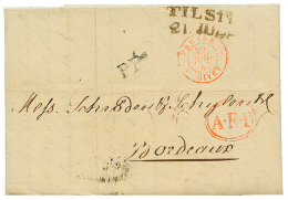 1840 TILSIT + P.P + A.E.D + PRUSSE 3 GIVET On Entire Letter From RIGA To FRANCE. Vvf. - Other & Unclassified