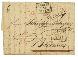 1821 MEMEL + P.P + PRUSSE PAR GIVET On Entire Letter From RIGA To FRANCE. Vf. - Other & Unclassified
