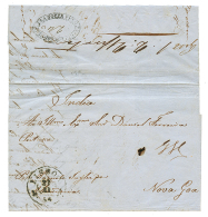 NOVA GOA : 1854 LISBOA On Entire Letter To NOVA GOA. Verso, Portuguese Maritime Cachet. Scarce. Vf. - Other & Unclassified