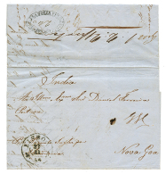 NOVA GOA : 1854 LISBOA On Entire Letter To NOVA GOA. Verso, Portuguese Maritime Cachet. Scarce. Vf. - Andere & Zonder Classificatie