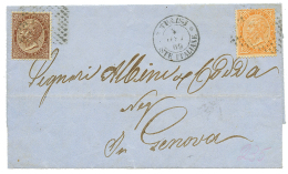 TUNISIA : 1869 ITALY 10c + 30c On Entire Letter From TUNIS To GENOVA. Vf. - Andere & Zonder Classificatie
