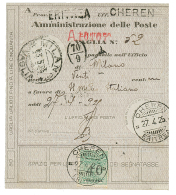 ERITREA : 1925 POSTAGE DUE 40c Canc. CHEREN On MONEY Order To MILANO. Vvf. - Other & Unclassified