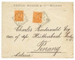 Destination MALAYA : 1893 UMBERTO 20c(x2) Canc. MILANO On Envelope To PENANG(MALACCA). Vvf. - Poststempel