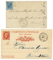MARITIME - 2 Covers : 1872 20c + VERBANO N°1 CORSA DISCENDENTE On Envelope To TORINO And 1878 P./Stat 10c Canc. NANT - Marcophilia
