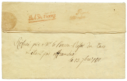 NAPOLEONIC PERIOD : 1811 Rare DE. DE PARME In Red + "REFUSE Par Le PREFET Du TARO, N'ETANT PAS AFFRANCHI" On Reverse Of - Parma