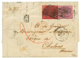 PAPAL STATES : 1868 Mixt 80c Unperf. + 20c Perf Canc. On Envelope From ROMA To FRANCE. Signed CALVES. RARE Combination. - Papal States