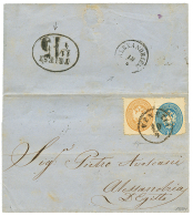 LOMBARDO VENETIA To EGYPT : 1864 10s + 15s Canc. VENEZIA On Entire Letter To ALESSANDRIA EGYPT. Verso, ALEXANDRIEN + TRI - Lombardy-Venetia