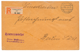 1917 KAIS. DEUTSCHE FELDPOSTSTATION + REGISTERED Label FELDPOSTSTATION 176, To BERLIN. Vvf. - Turkey (offices)