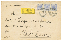 SMYRNA - PRECURSOR : 1896 AUSTRIAN LEVANT 1P On 10k(x3) Canc. SMYRNA On REGISTERED Envelope(crease) To BERLIN. Verso, Bl - Turkey (offices)