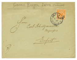 1900 1 1/4 P On 25pf Canc. JAFFA On Envelope To GERMANY. Vvf. - Turkey (offices)