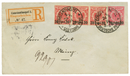 1894 P./Stat 20p + 20p On 10pf(x3) Sent REGISTERED From CONSTANTINOPEL 1 To MAINZ. Superb. - Turkey (offices)