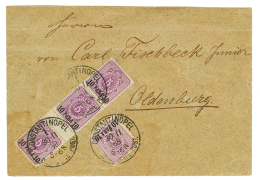 1888 10p Strip Of 3 With INTERPANNEAU(ZWISCHENSTEGPAAR) + 10p Canc. CONSTANTINOPEL On Envelope To GERMANY. Signed HOLLMA - Turkey (offices)