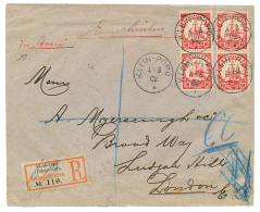 1902 10pf(x4) Canc. KLEIN-POPO On REGISTERED Envelope Via ACCRA To LONDON(ENGLAND). Superb. - Togo