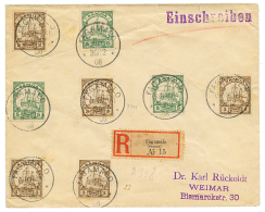 FAGAMALO : 1908 3pf(x5) + 5pf(x3) Canc. FAGAMALO On REGISTERED Envelope To GERMANY. Vf. - Samoa