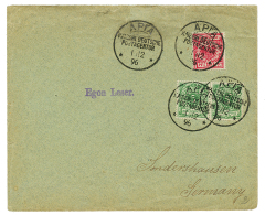 VORLAUFER : 1896 Pair 5pf(v46c) + 10pf(v47d) Canc. APIA On Envelope To GERMANY. Signed STEUER. Vf. - Samoa