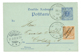 1900 GERMANY P./Stat 2pf + NEU GUINEA 3pf Canc. FRIEDRICH-WILHELMSHAFEN To COLDITZ. No Text. Signed STEUER. Vf. - German New Guinea