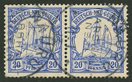 NAURU On GERMAN NEW GUINEA Stamps ; NEW GUINEA 20pf Pair Canc. NAURU MARSHALL INSEL. Vf. - Mariana Islands