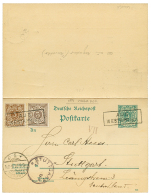 1891 GERMANY P./Stat 5pf (+ Reply Unused)+ 3pf + WURTTEMBERG 3pf Canc. AUS WESTAFRIKA, From MOGADOR To GERMANY. Scarce. - Morocco (offices)