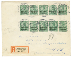 1905 5c On 5pf(x10) Canc. TANGER On REGISTERED Envelope To GERMANY. Vvf. - Morocco (offices)