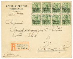 1907 5pf(x8) + 5pf(x2) Verso On REGISTERED Envelope From TANGER To GERMANY. Vf. - Morocco (offices)