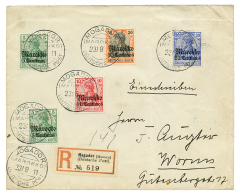 1911 5c(x2)+ 10c+ 25c+ 35c Canc. MOGADOR On REGISTERED Envelope To GERMANY. Vvf. - Morocco (offices)