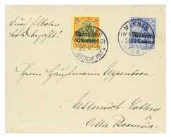 1908 25c On 20pf + 30c On 25pf Canc. MEKNES + "DURCH EILBOTEN BOTE BEZAHLT" On Envelope To GERMANY. Superb. - Morocco (offices)